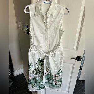 J. McLaughlin White and Green Tropical Dress